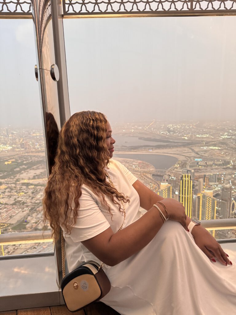 Looking out on the 148th floor of the Burj Khalifa
